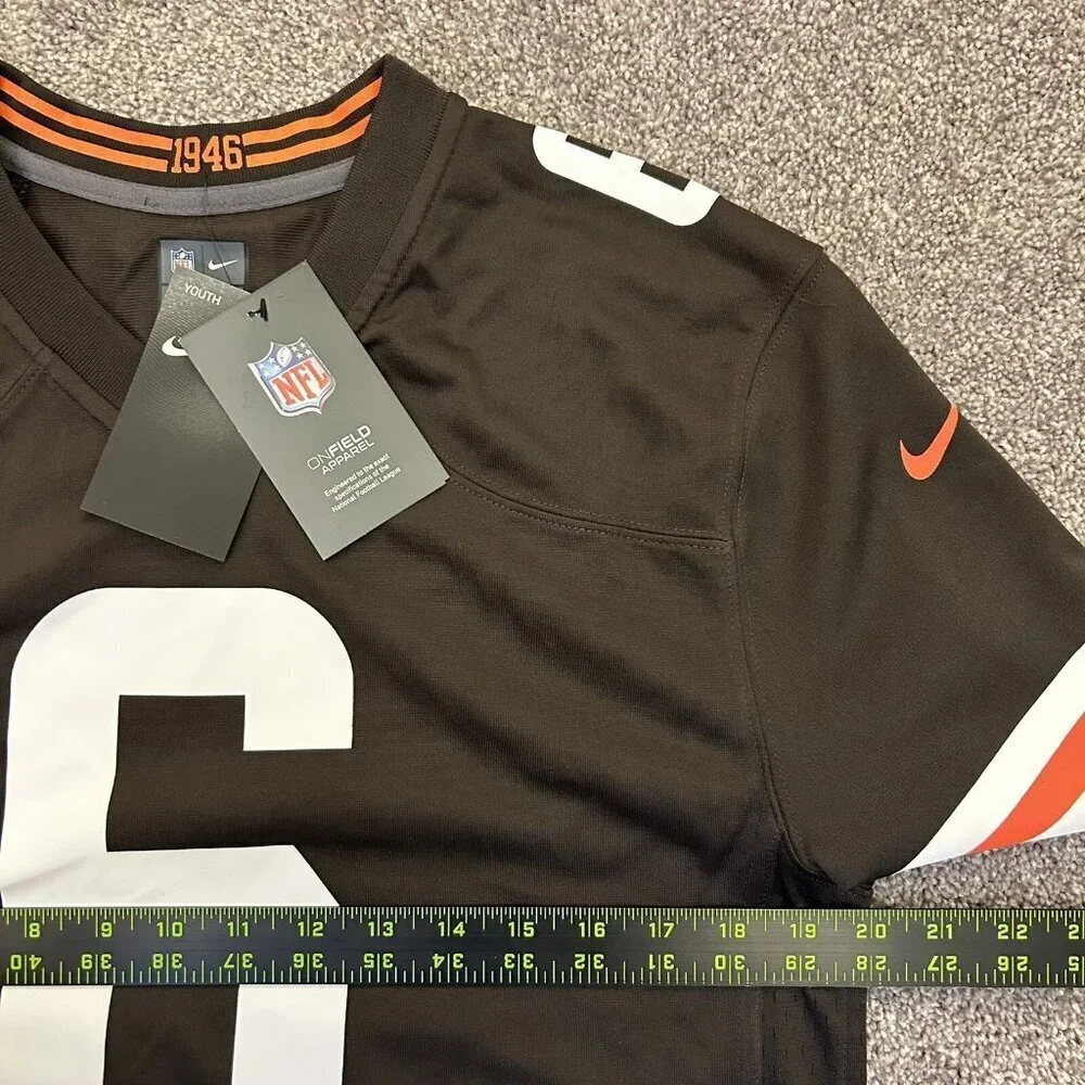 NWT $85 Nike Cleveland Browns NFL Baker Mayfield #6 Football Jersey Youth Size L
